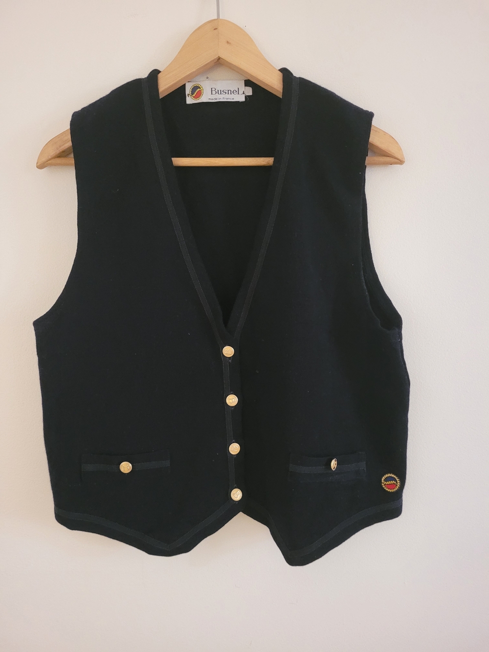 Busnel Black Button-Front Vest